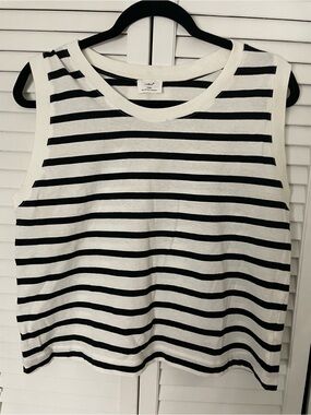 Lo&Co Black and White Striped Girls' Tank Top